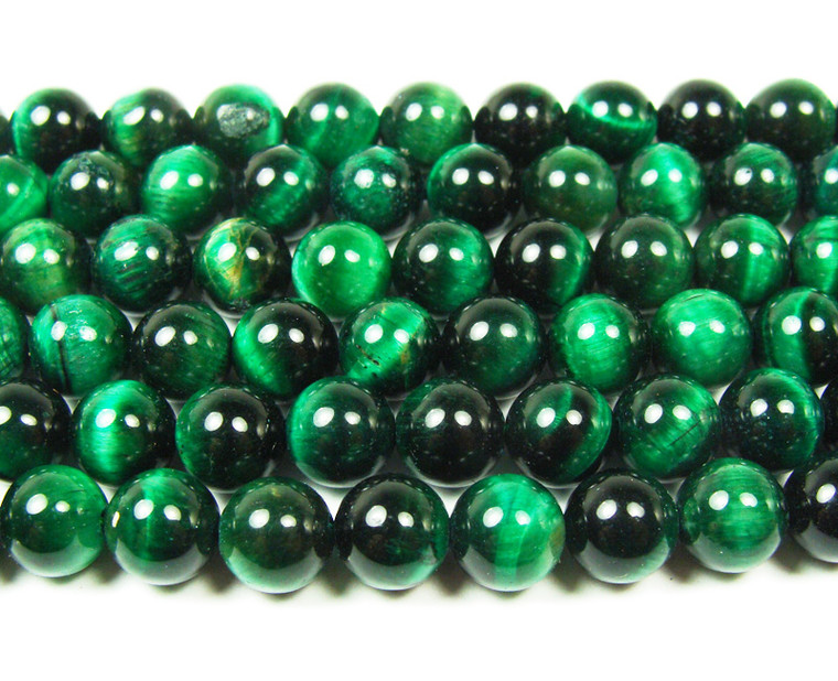 10mm 15.5 Inches Green Tiger Eye Round Beads