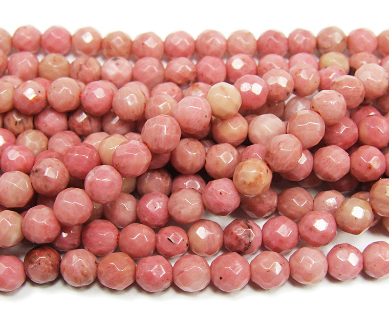 4mm 15 Inches Rhodonite Faceted Round Beads
