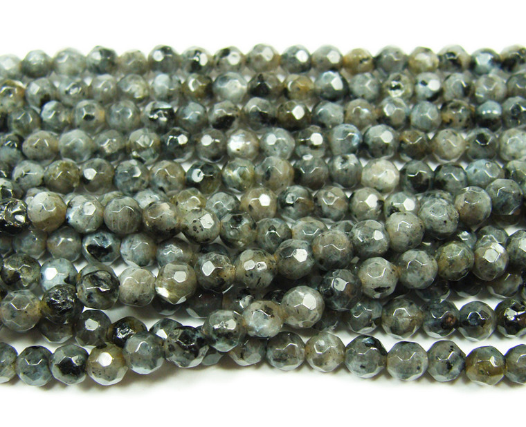 4mm Dark Labradorite Faceted Round Beads