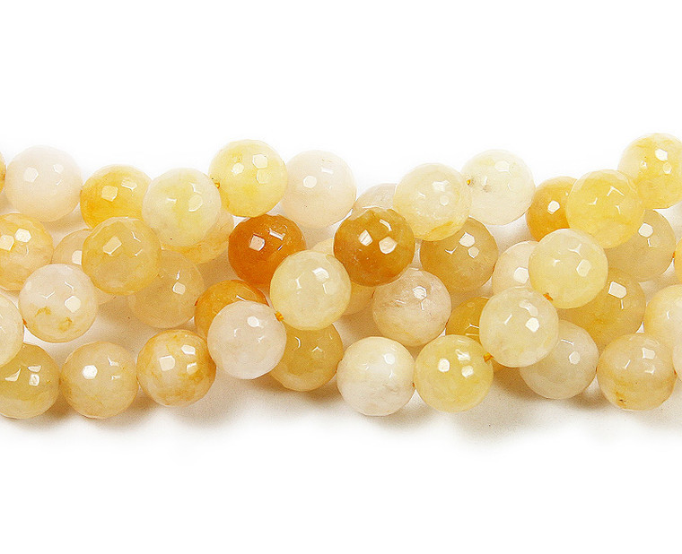 4mm 15.5 Inches Yellow Jade Faceted Round Beads