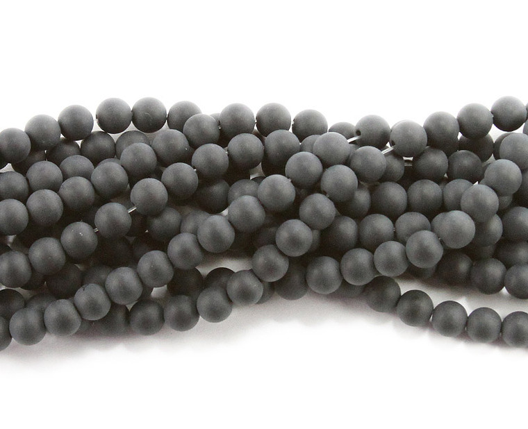 10mm Black Matte Agate Round Beads