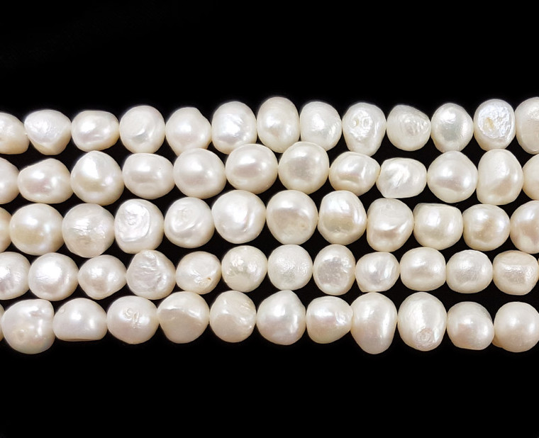 11 - 12mm Natural White Smooth Nugget Pearls