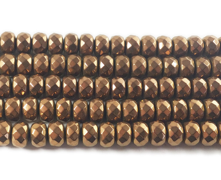 6x8mm Bronze Hematite Faceted Rondelle Beads