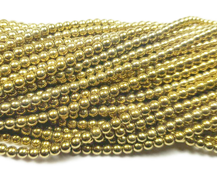 4mm Light Gold Hematite Round Beads