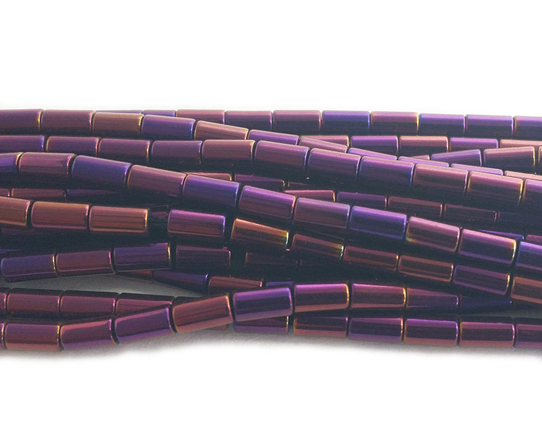 3x5mm Purple Hematite Tube Beads
