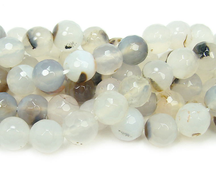 4mm 15 Inches Creamy White Agate Faceted Round Beads