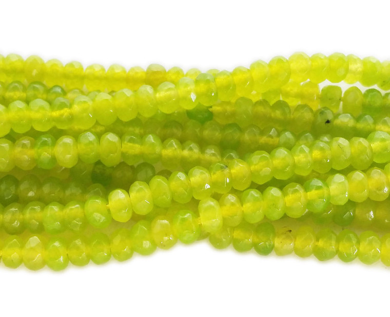 2x4mm Spring Green Jade Faceted Rondelle Beads