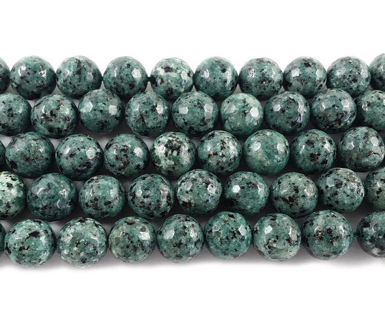 10mm Kiwi Green Gray Jade Faceted Round Beads