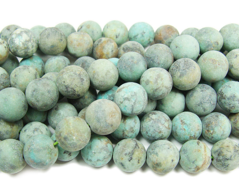 African turquose matte round beads