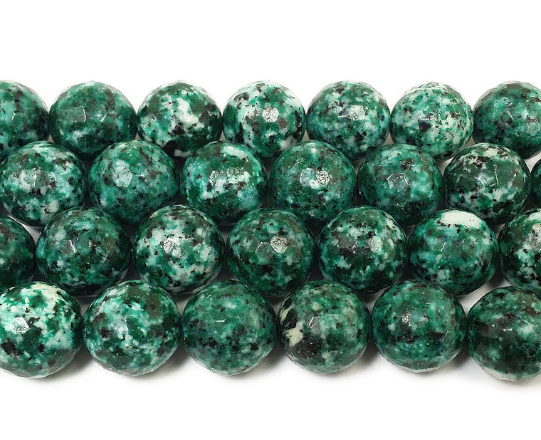 13-14mm Kiwi Green Jade Faceted Round Beads