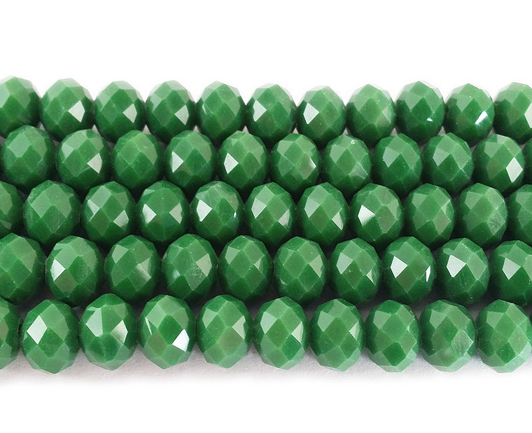 6x8mm 72 Beads Apple Green Glass Faceted Rondelles
