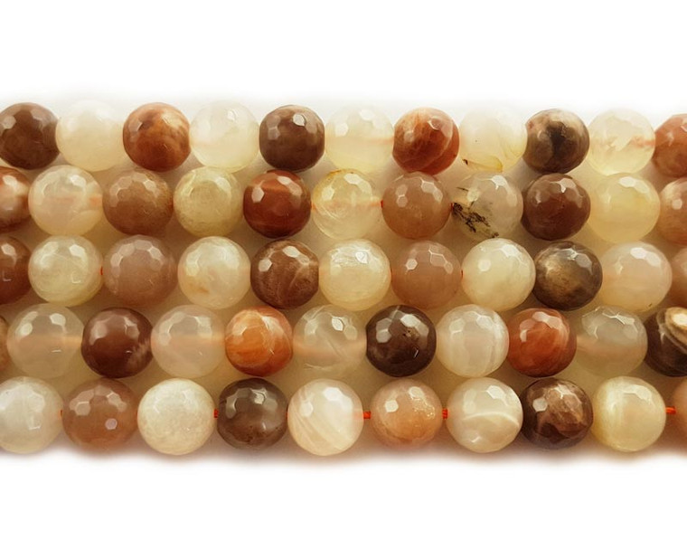 8mm Sunstone And Moonstone Faceted Round Beads