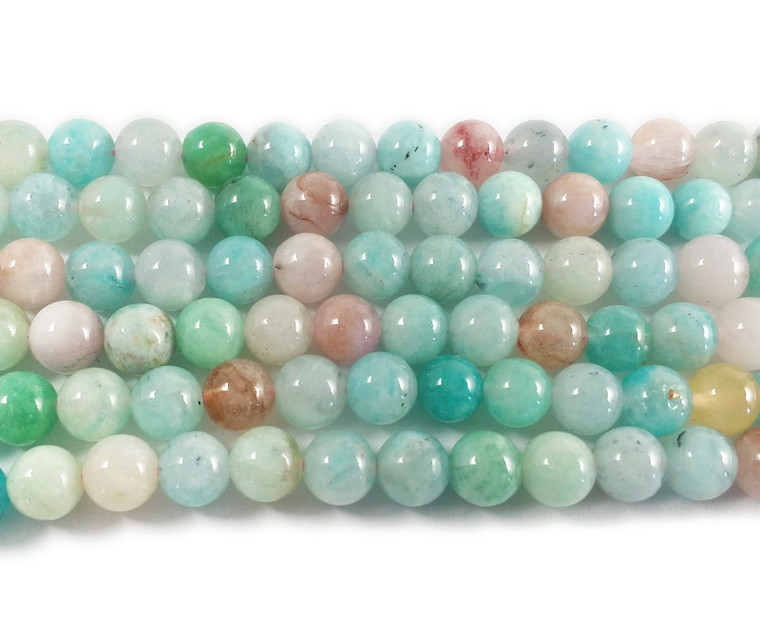 8mm Blue Beryl Morganite Multi Stone Round Beads