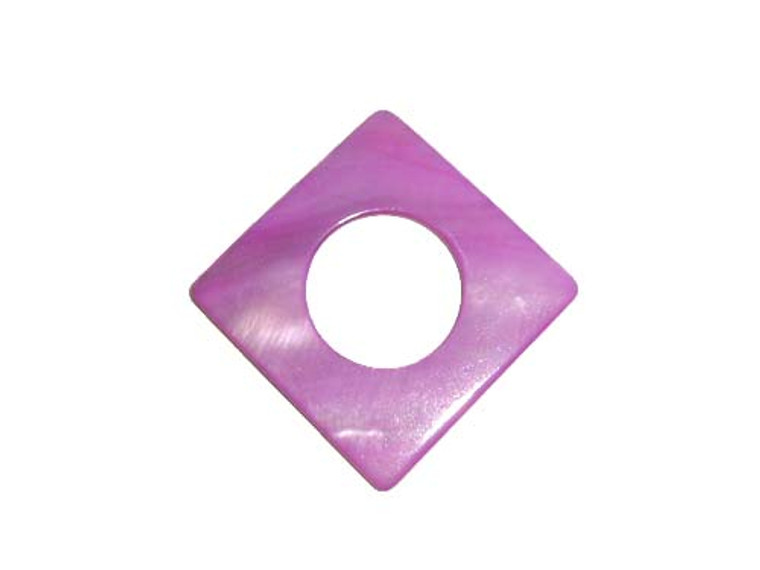 50x50mm Purple Mother Of Pearl Shell Diamond-Shaped Pendant