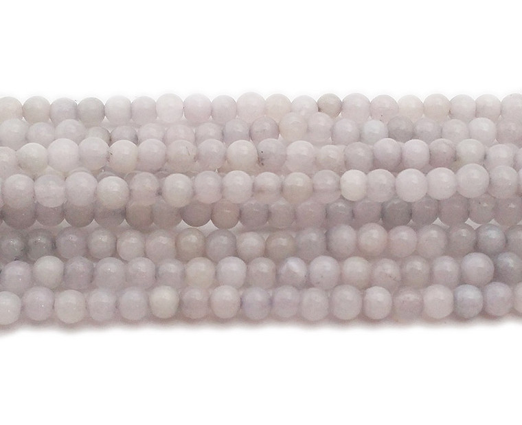 4mm Pale Gray Jade Round Beads