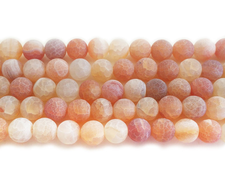 6mm 14 Inches Light Orange Matte Agate Round Beads