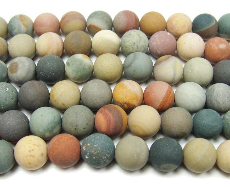 6mm 16 Inches Landscape Jasper Matte Round Beads