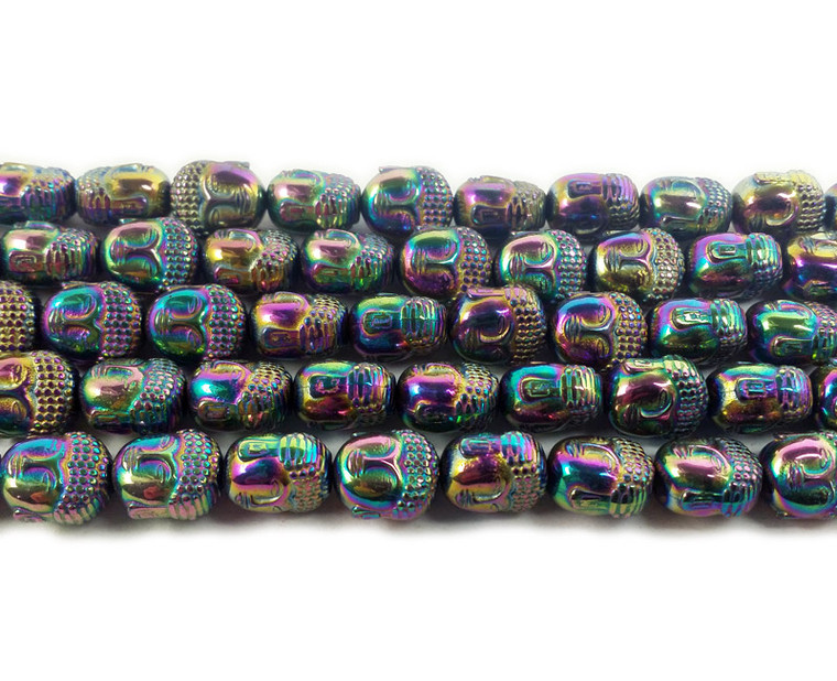 9x10mm Rainbow Hematite Buddha Head Beads