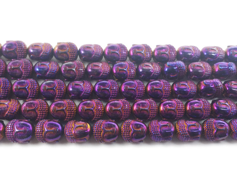 9x10mm Purple Hematite Buddha Head Beads