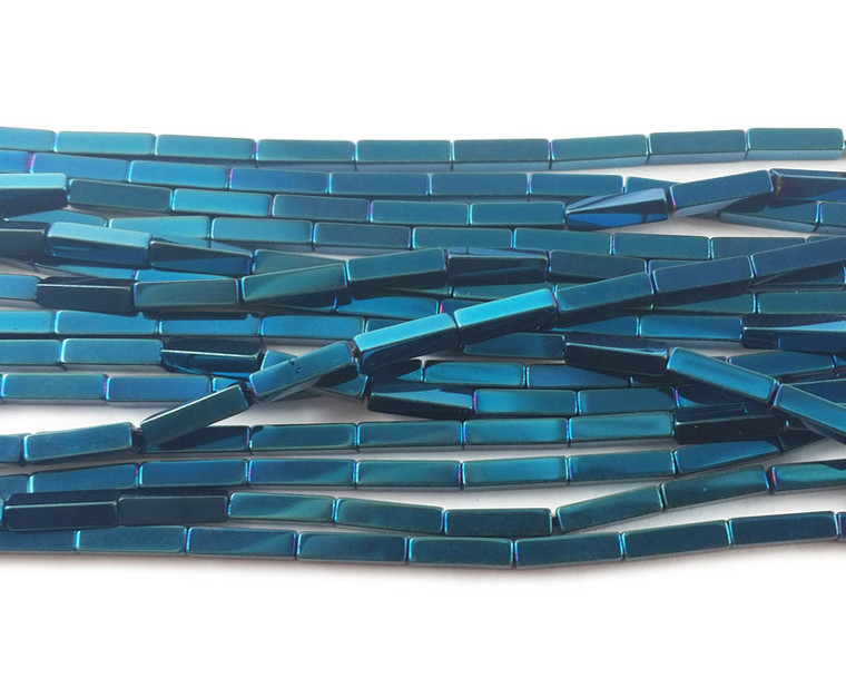 2x8mm Blue Hematite Rectangle Beads