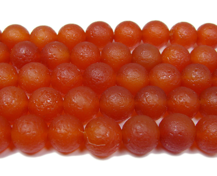 11.5-12mm 15.5 Inch Antiqued Red Agate Round Beads