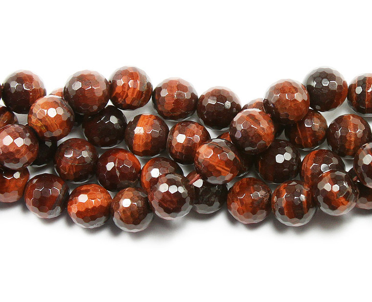 6mm Red Tiger Eye Faceted Round Beads