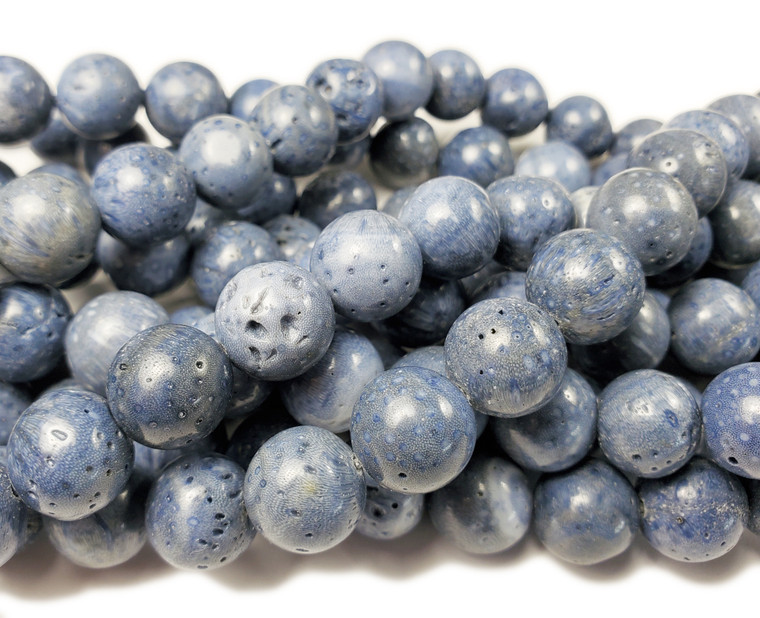 10mm Blue Sponge Coral Round Beads