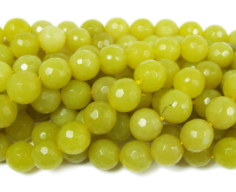 Olive jade faceted round beads