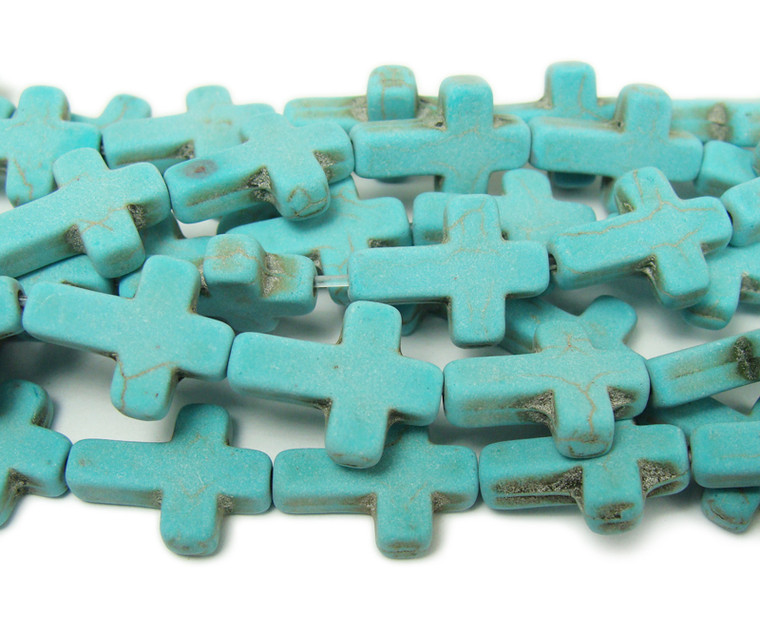 Turquoise howlite matte cross beads