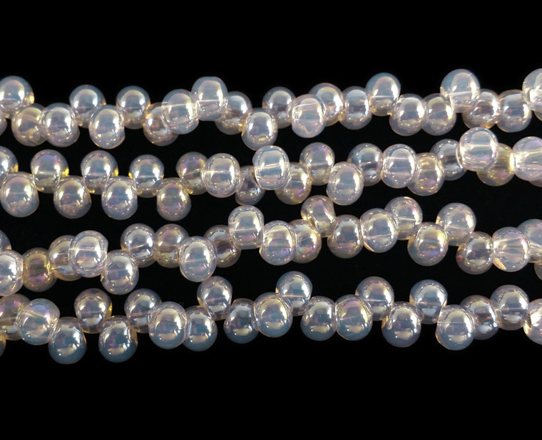 3x6mm Light Pink With Ab Off-Center Rondelle Glass Beads