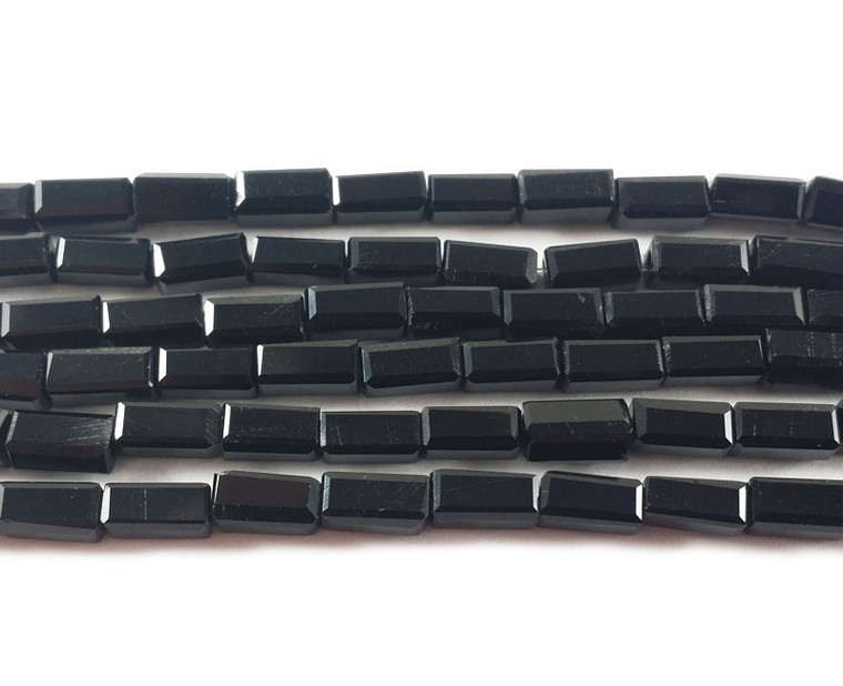 3x6.5mm Black Rectangle Glass Beads