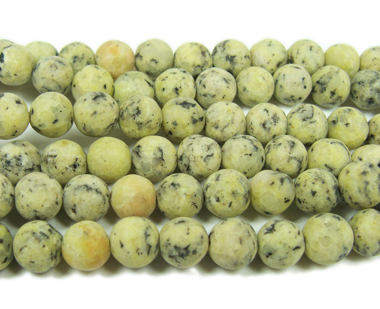 8mm 15.5 Inches Light Lemon Kiwi Jade Matte Round Beads