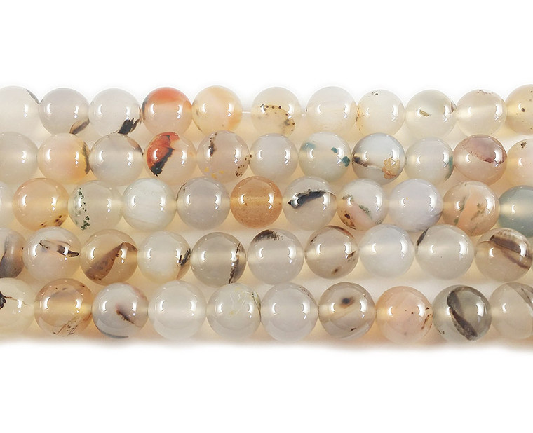 12mm Striped Pale Agate Round Beads
