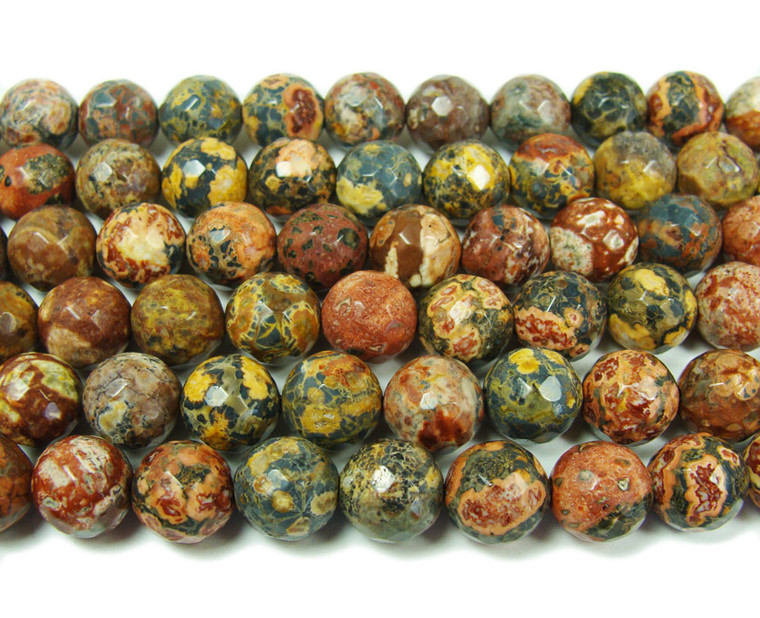 6mm Red Leopard Skin Jasper Faceted Round Beads