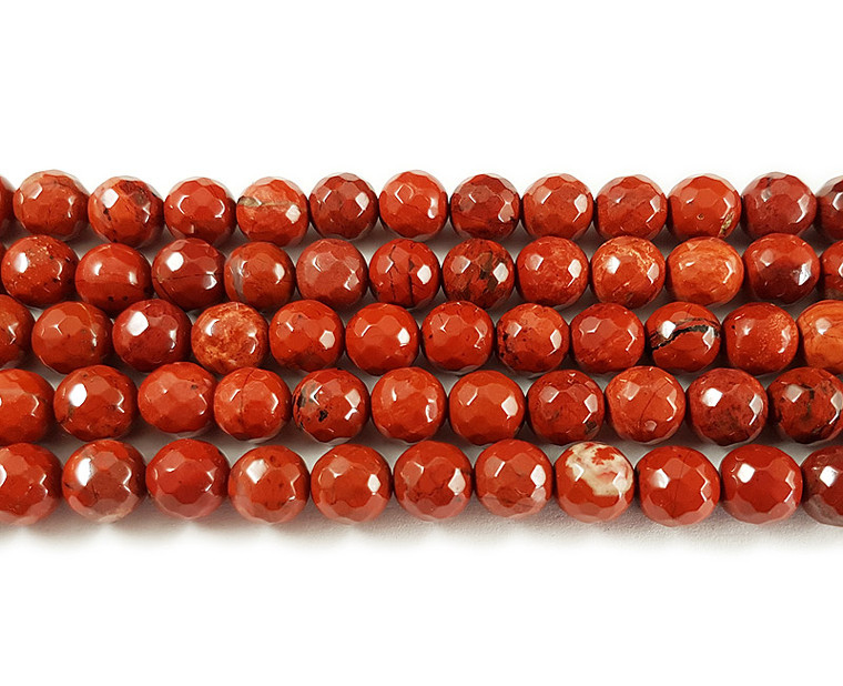 8mm 15 Inches Red Jasper Faceted Round Beads