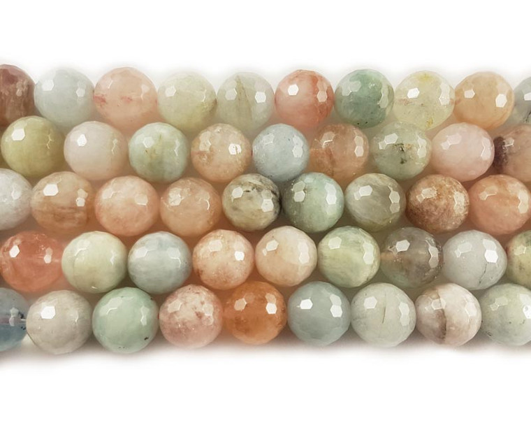 12mm Pink Morganite Multi Stone Faceted Round Beads