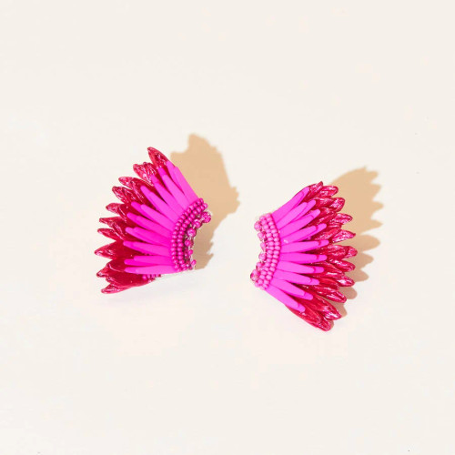 Mini Madeline Earrings- Raffia Magenta Mini Madeline Earrings- Raffia Magenta