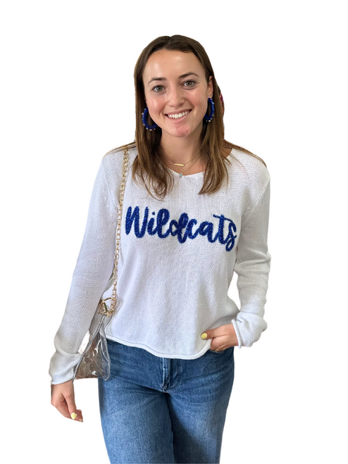 Glitter Script 'Wildcats' V-Neck Sweater