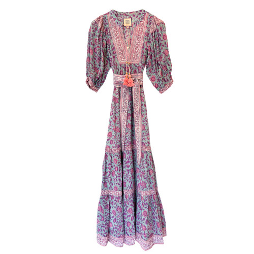 Amber Maxi Dress in Teal Purple Print