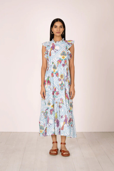 Hannah Dress in Folk Floral Sky