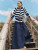 Cashmere Sailboat Stripe Crewneck in Navy/Soft White