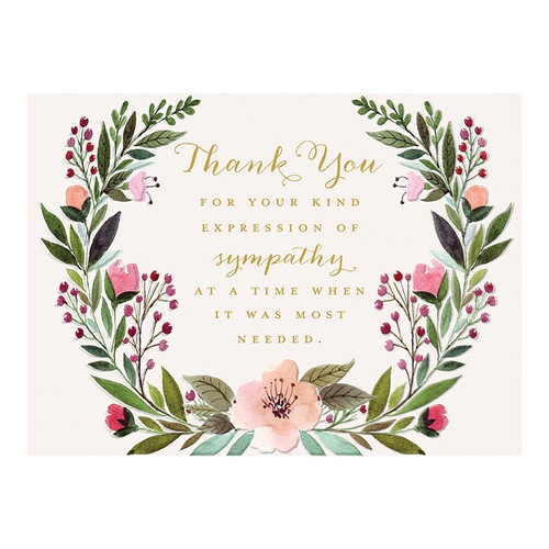 Watercolor Wreath Sympathy Acknowledgment Cards