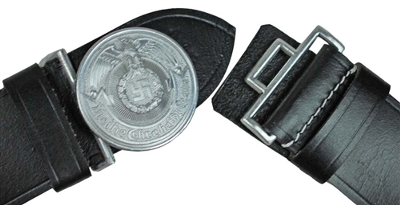 SS Officer's Black Leather Belt And Buckle from Hessen Antique