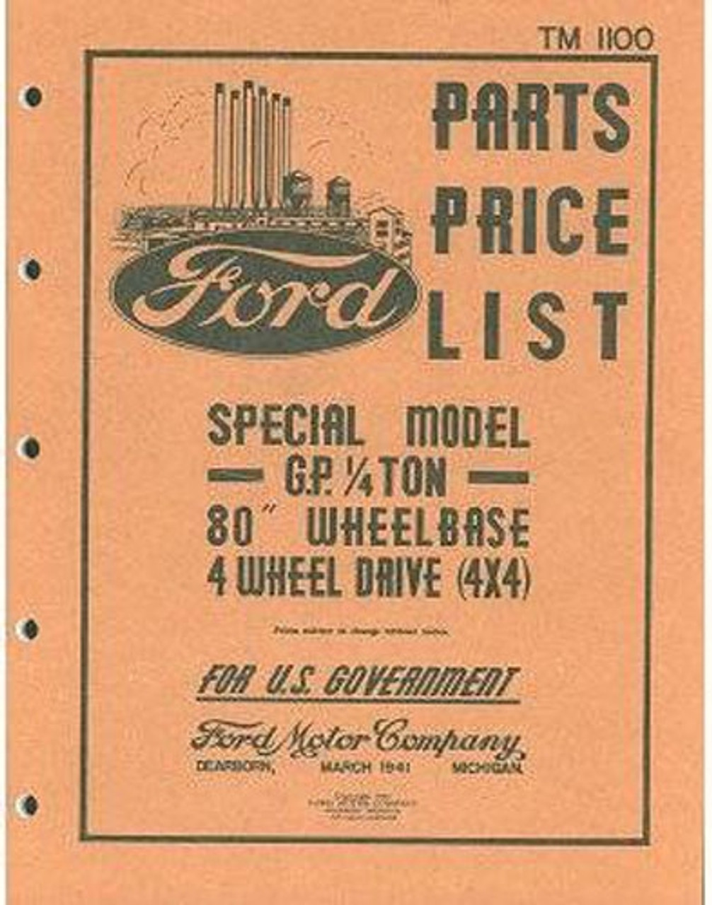 Ford GP Master Parts List - TM 1100