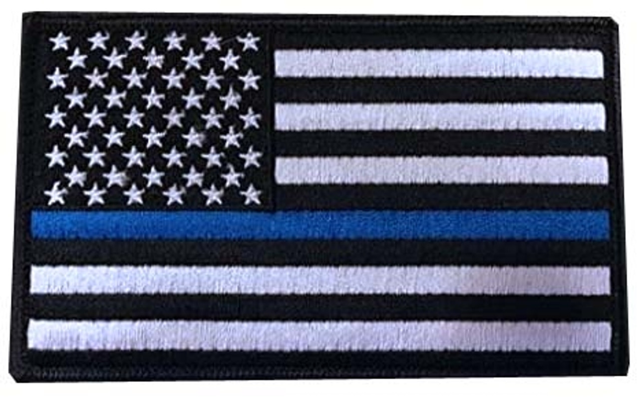 Black & Silver Thin Blue Line U.S. Flag Patch from Hessen Antique