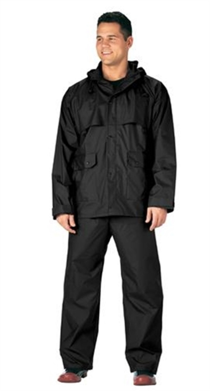 Black 2 Piece Microlite PVC Rainsuit from Hessen Antique