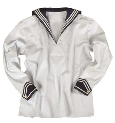 German White Navy Middy with Collar - New