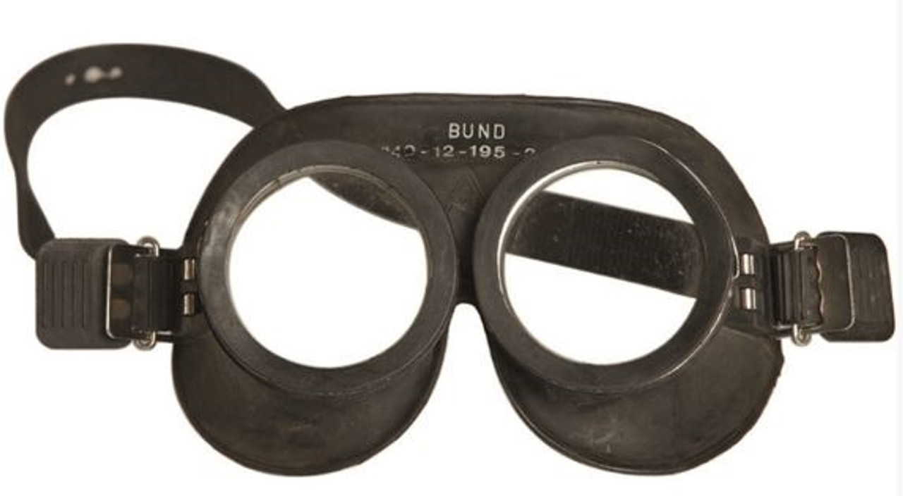 Bundeswehr Issued Black Rubber Goggles from Hessen Antique