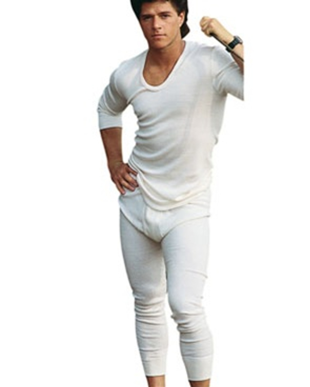 Thermal Long Johns Rib Solid White