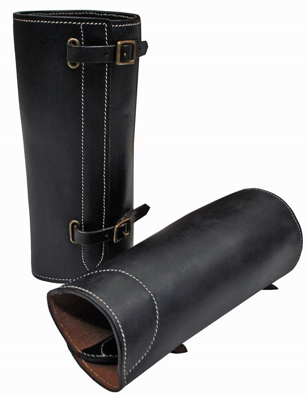 WWI German Officer's Black Leather Gaiters from Hessen Antique